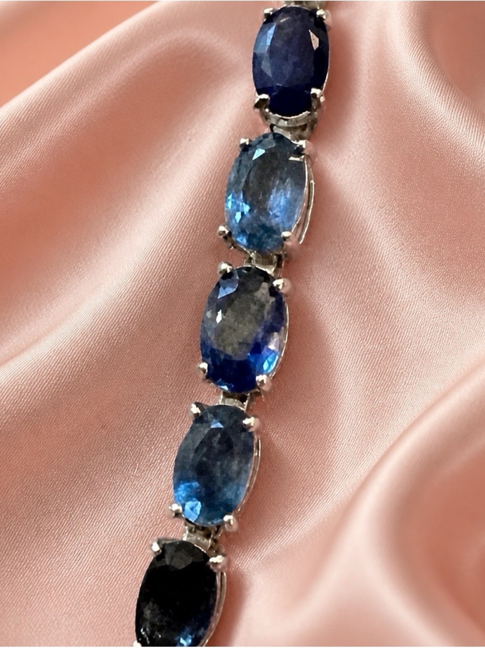 Authentic Natural mined blue sapphires from Sri Lanka. 7” tennis bracelet.